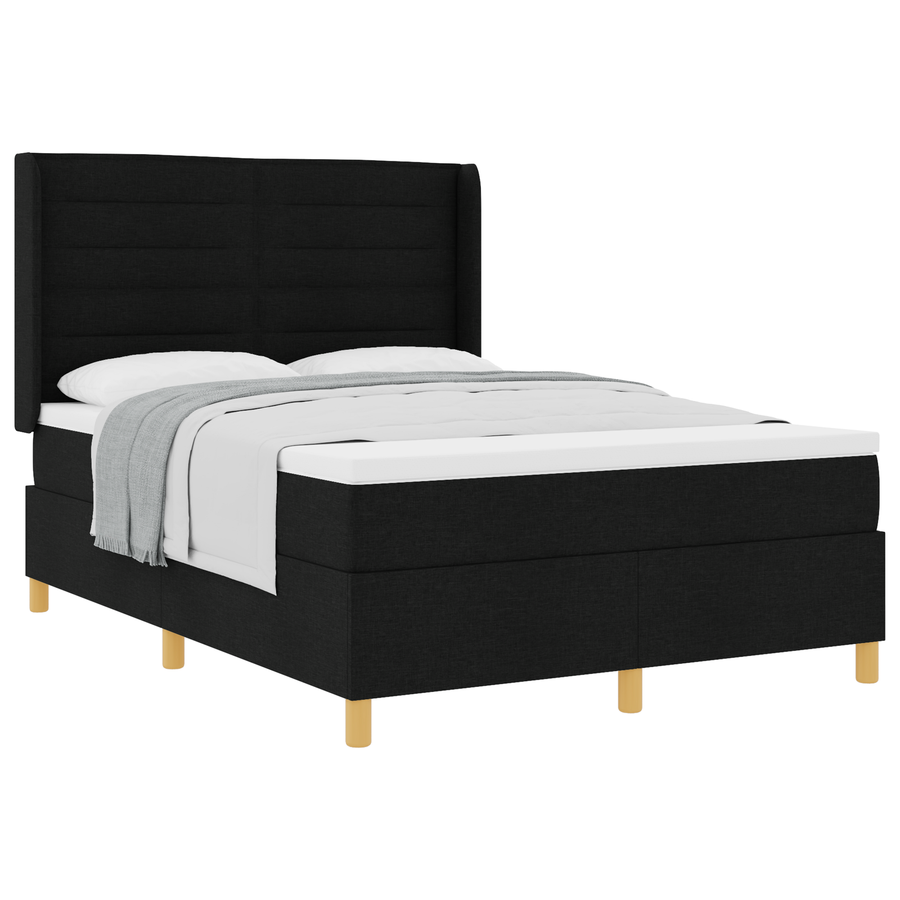 Boxspringbed met matras stof zwart 140x190 cm