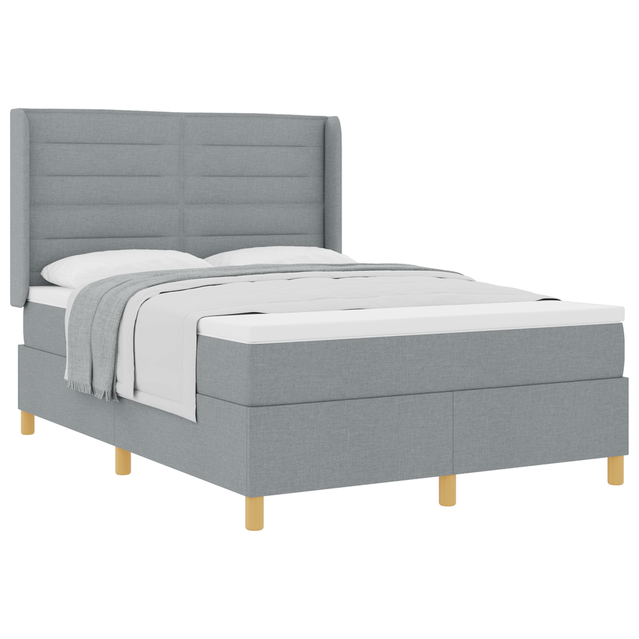 Boxspringbed met matras stof lichtgrijs 140x200 cm