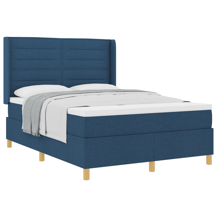 Boxspringbed met matras stof blauw 140x200 cm