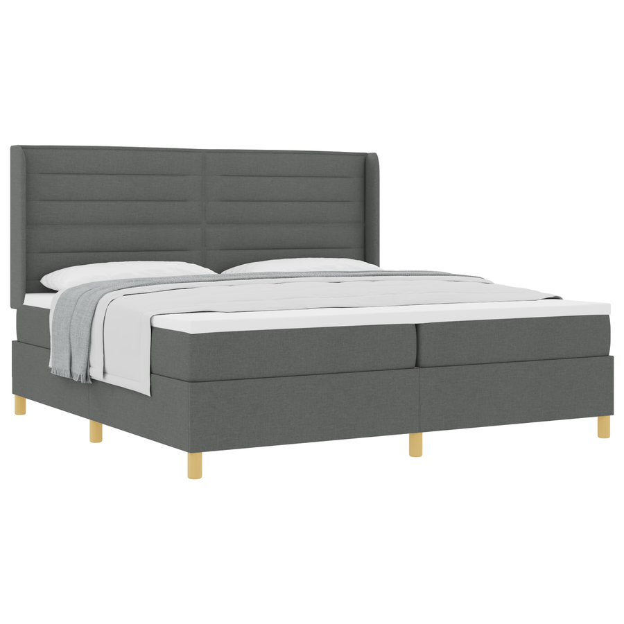 Boxspringbed met matras stof donkergrijs 200x200 cm