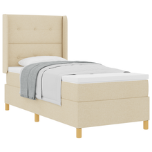 Boxspringbed met matras stof crèmekleurig 90x190 cm