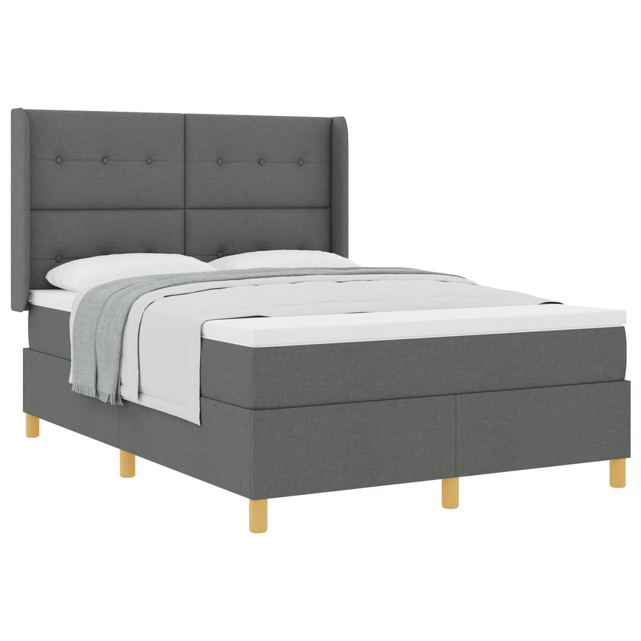 Boxspringbed met matras stof donkergrijs 140x190 cm
