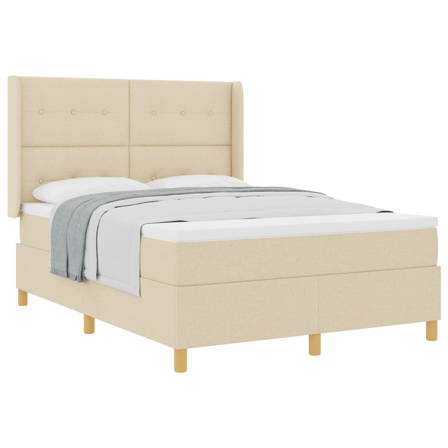 Boxspringbed met matras stof crèmekleurig 160x200 cm