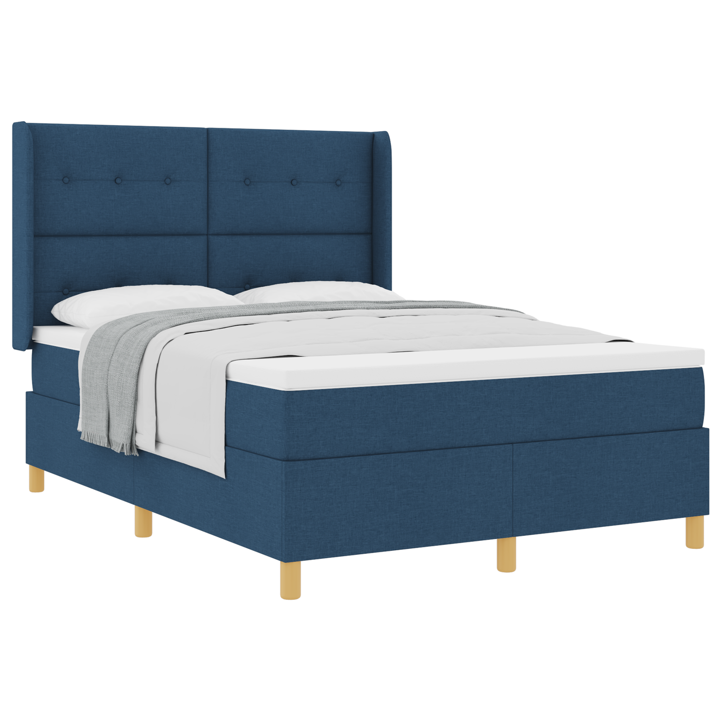 Boxspringbed met matras stof blauw 160x200 cm