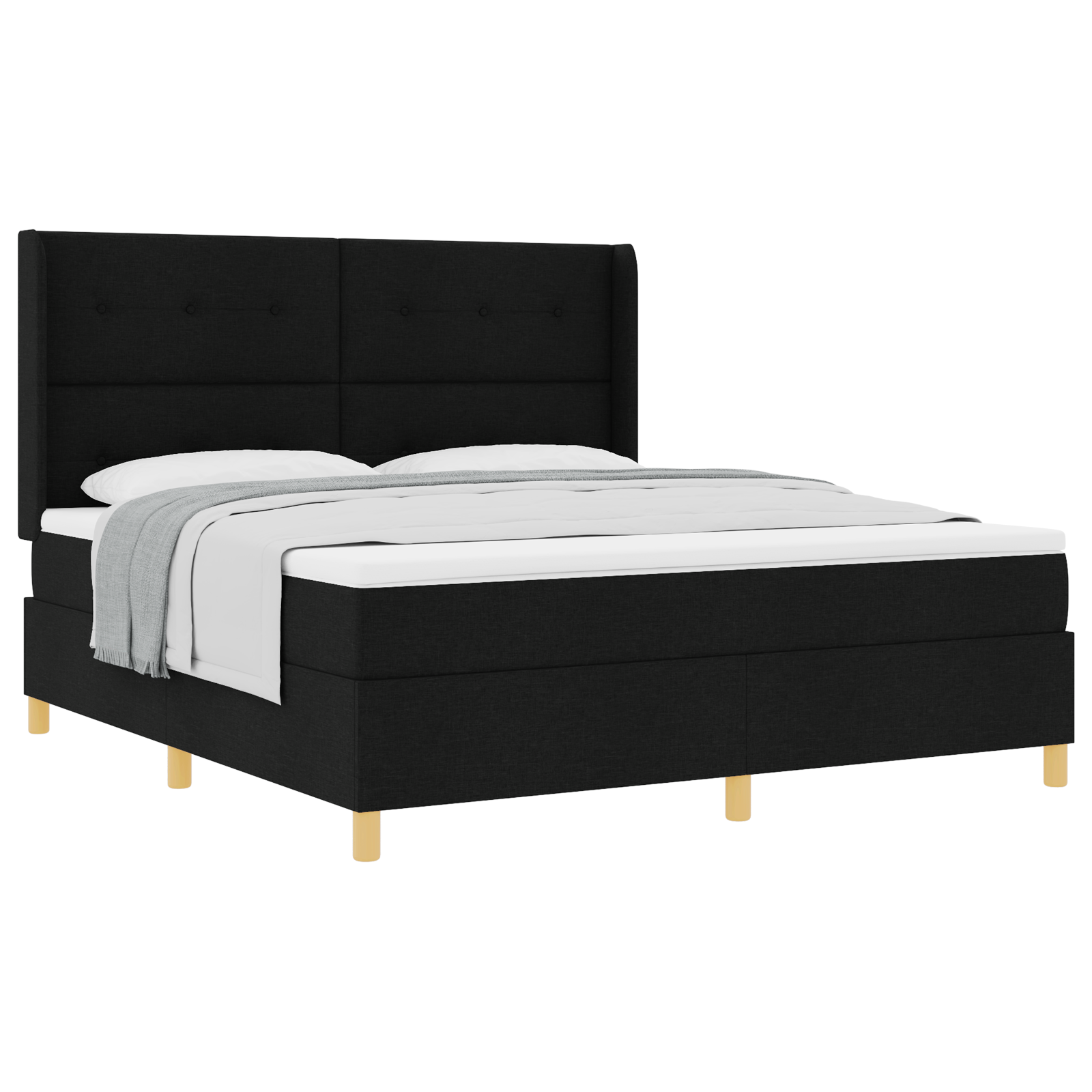 Boxspringbed met matras stof zwart 180x200 cm