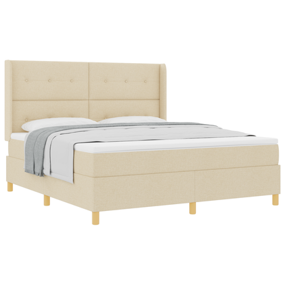 Boxspringbed met matras stof crèmekleurig 180x200 cm