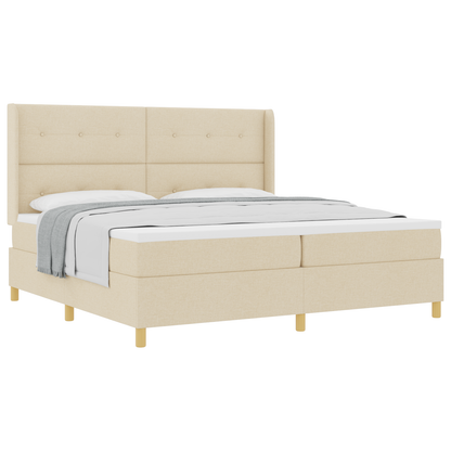 Boxspringbed met Matras Crème 200x200 cm Stof