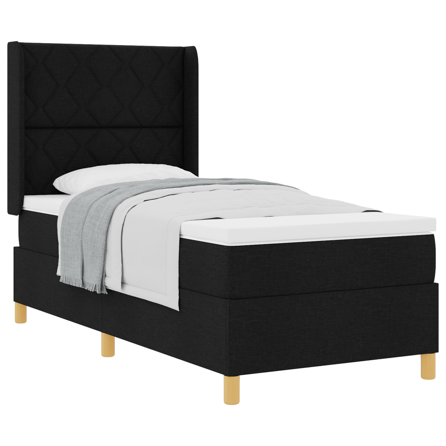 Boxspringbed met Matras Zwart 100x200 cm Stof
