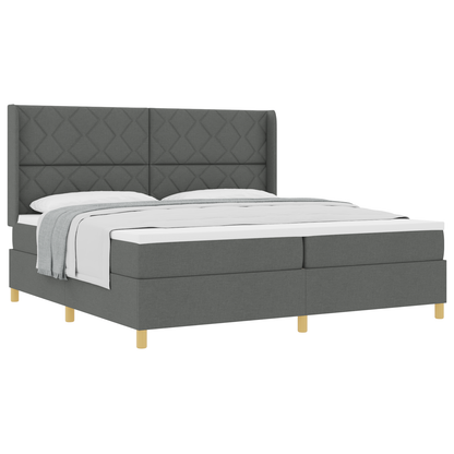 Boxspringbed met matras stof donkergrijs 200x200 cm