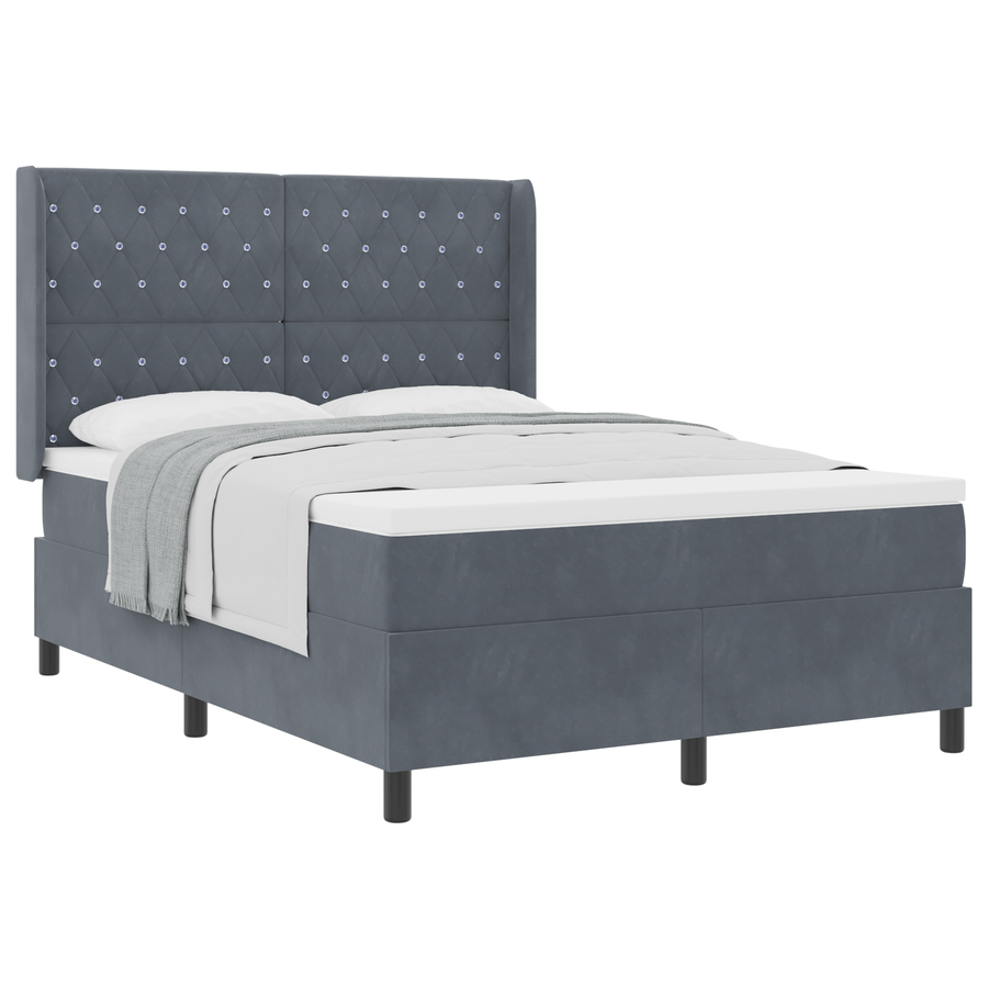 Boxspringbed met matras fluweel donkergrijs 160x200 cm