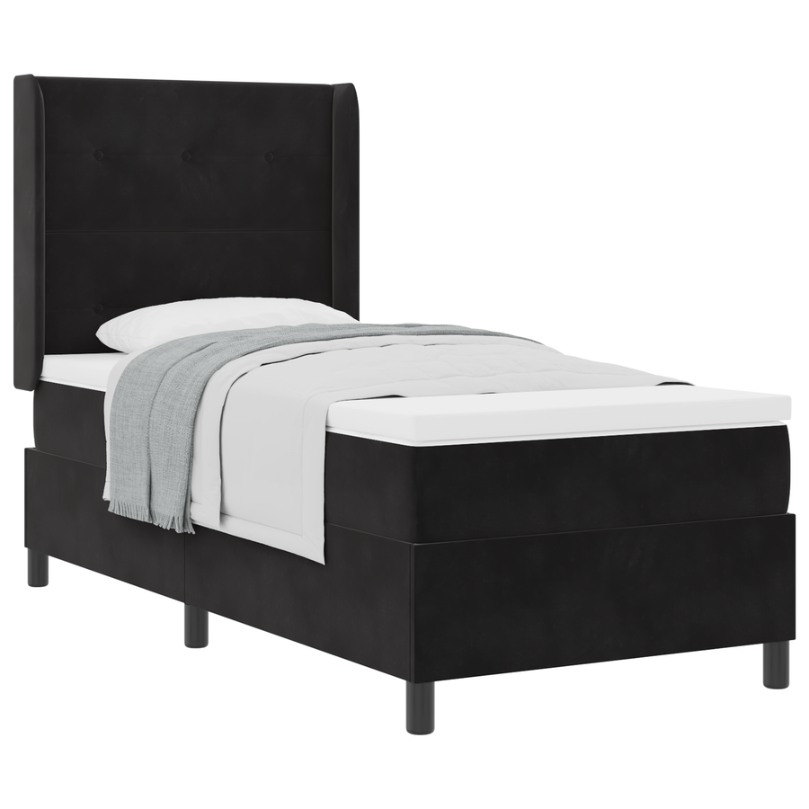 Boxspringbed met matras fluweel zwart 90x190 cm