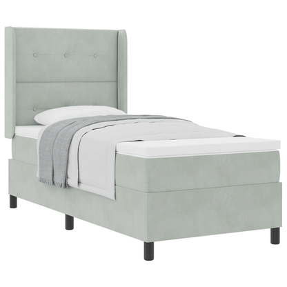 Boxspringbed met matras fluweel lichtgrijs 90x200 cm