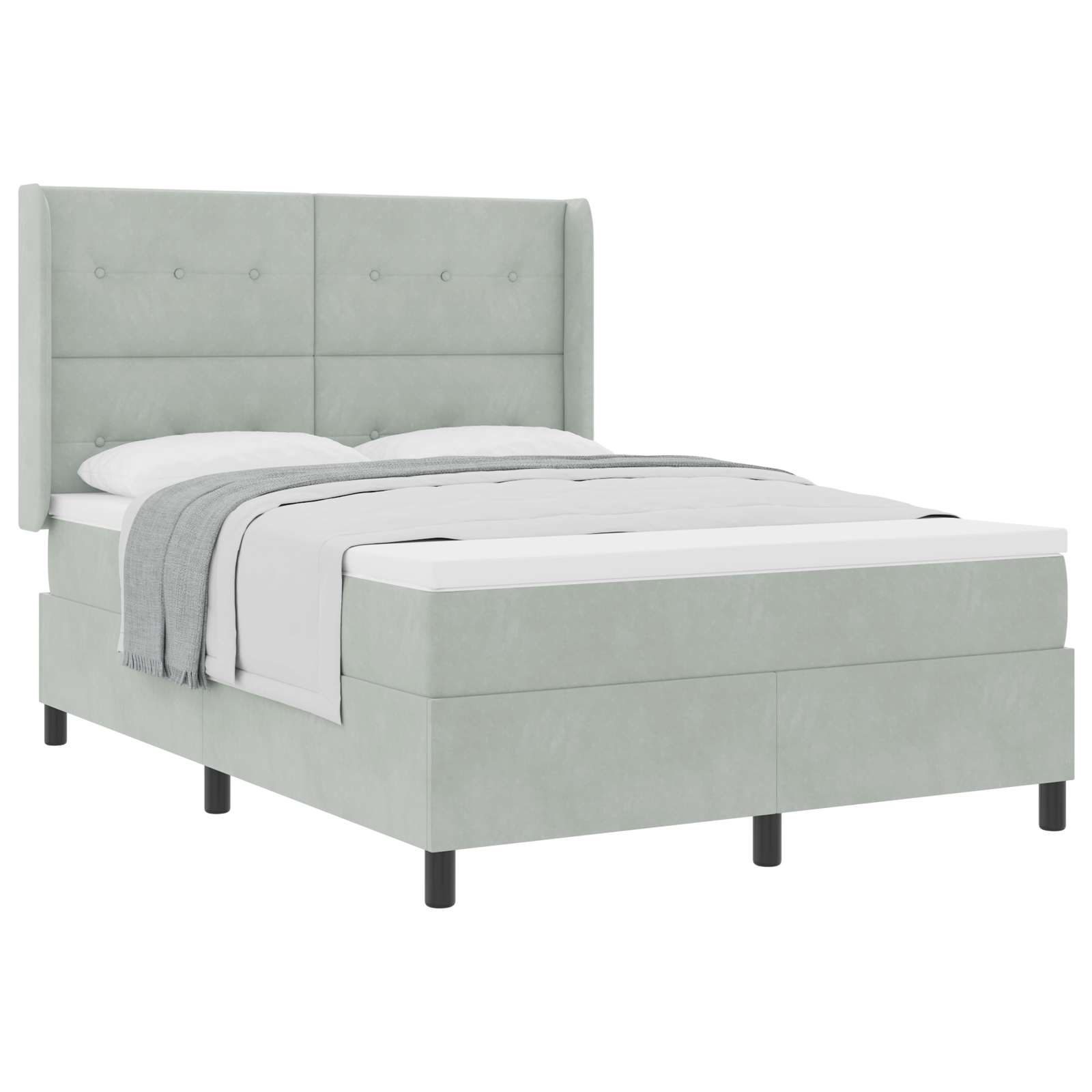 Boxspringbed met matras fluweel lichtgrijs 140x200 cm