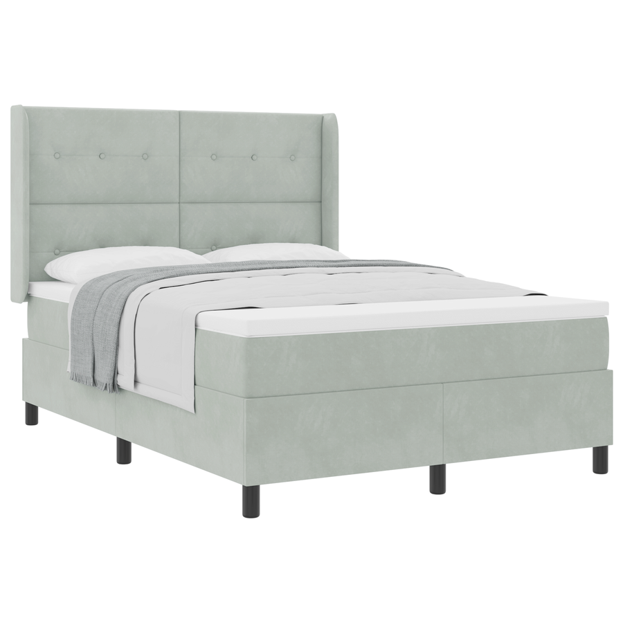 Boxspringbed met matras fluweel lichtgrijs 160x200 cm