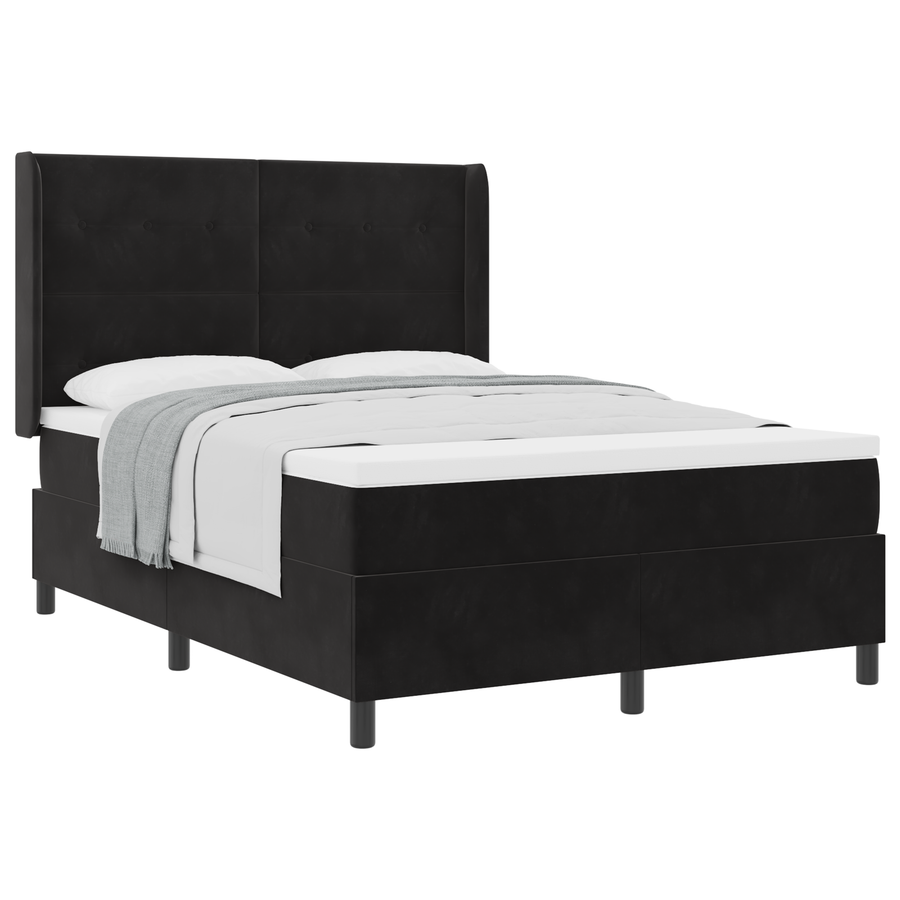 Boxspringbed met matras fluweel zwart 160x200 cm