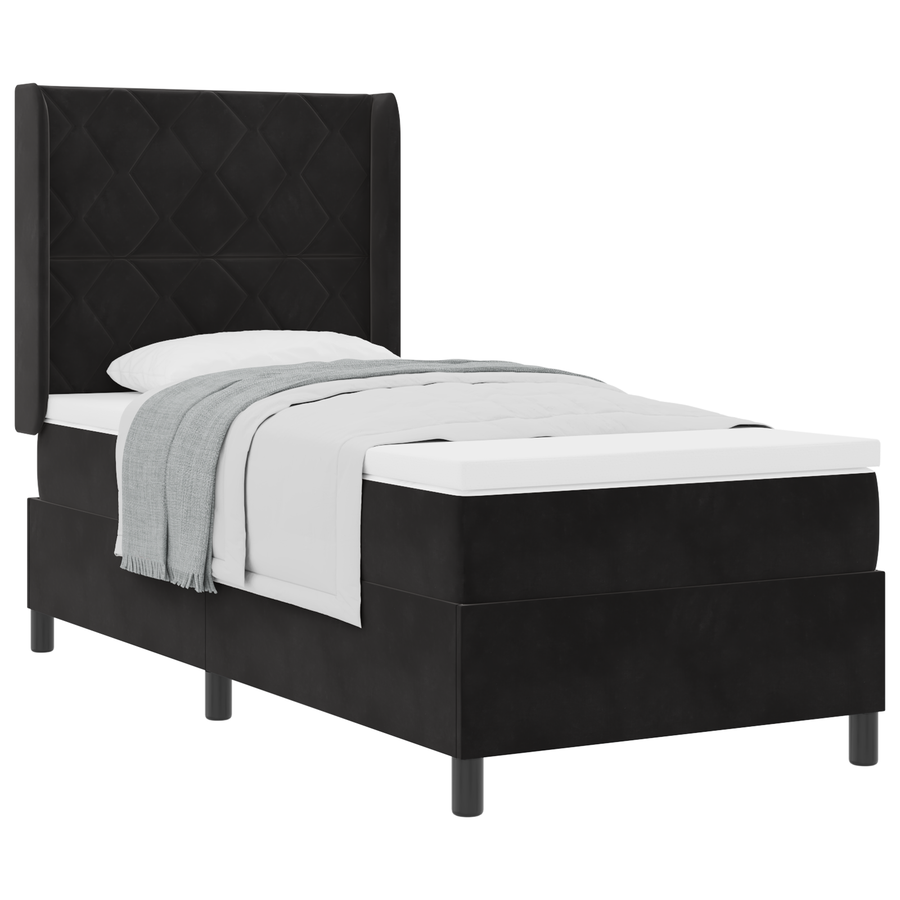 Boxspringbed met matras fluweel zwart 100x200 cm
