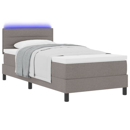 Boxspringbed met matras en LED stof taupe 90x190 cm