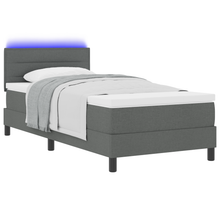 Boxspringbed met matras en LED stof donkergrijs 90x200 cm