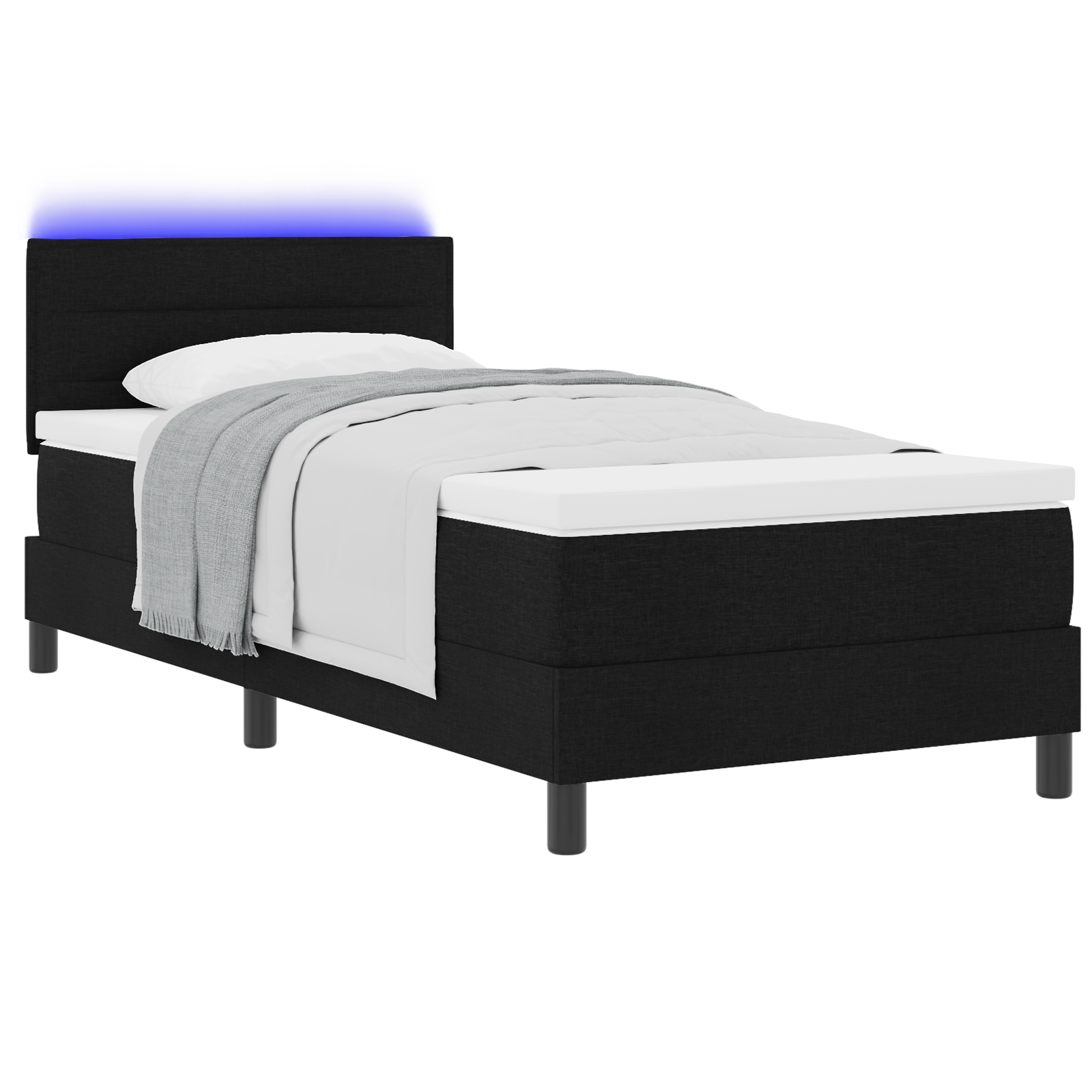 Boxspringbed met matras en LED stof zwart 100x200 cm