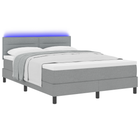 Box spring bed with mattress with LED Light Grey 160 x 200 cm Fabric
