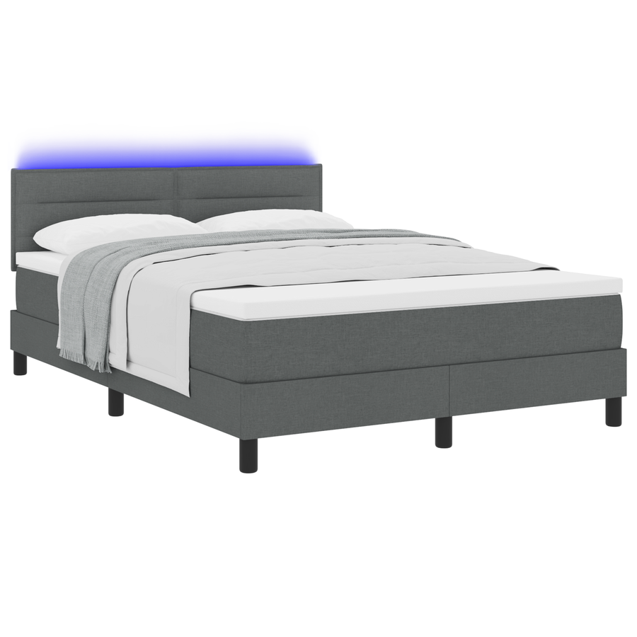 Boxspringbed met matras en LED stof donkergrijs 160x200 cm