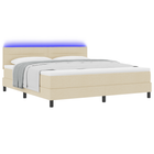 Box spring bed with mattress with LED Cream 180 x 200 cm Fabric