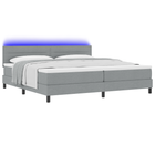 Box spring bed with mattress with LED Light Gray 200 x 200 cm Fabric