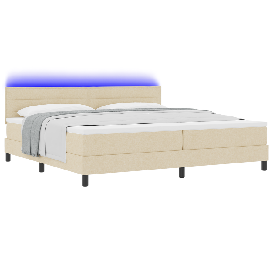 Boxspringbed met matras en LED stof crèmekleurig 200x200 cm