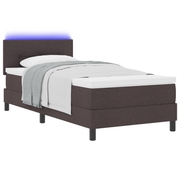 Boxspringbed 90x190 cm donkerbruin stof met LED