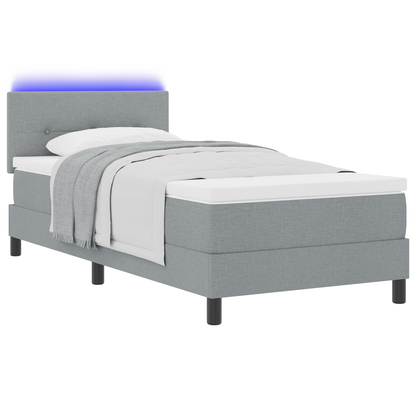 Boxspringbed met matras en LED stof lichtgrijs 90x200 cm