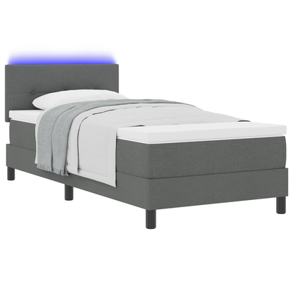 Boxspringbed met matras en LED stof donkergrijs 90x200 cm