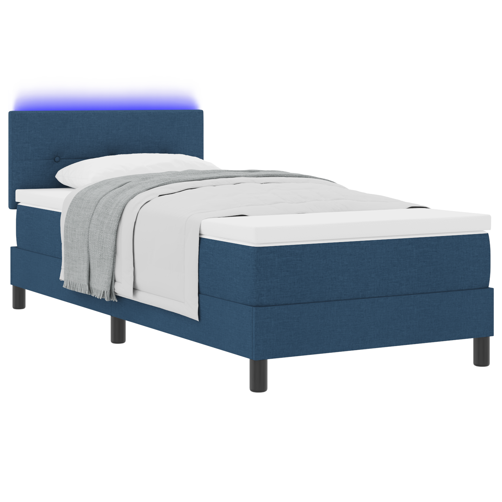 Boxspringbed met matras en LED stof blauw 100x200 cm