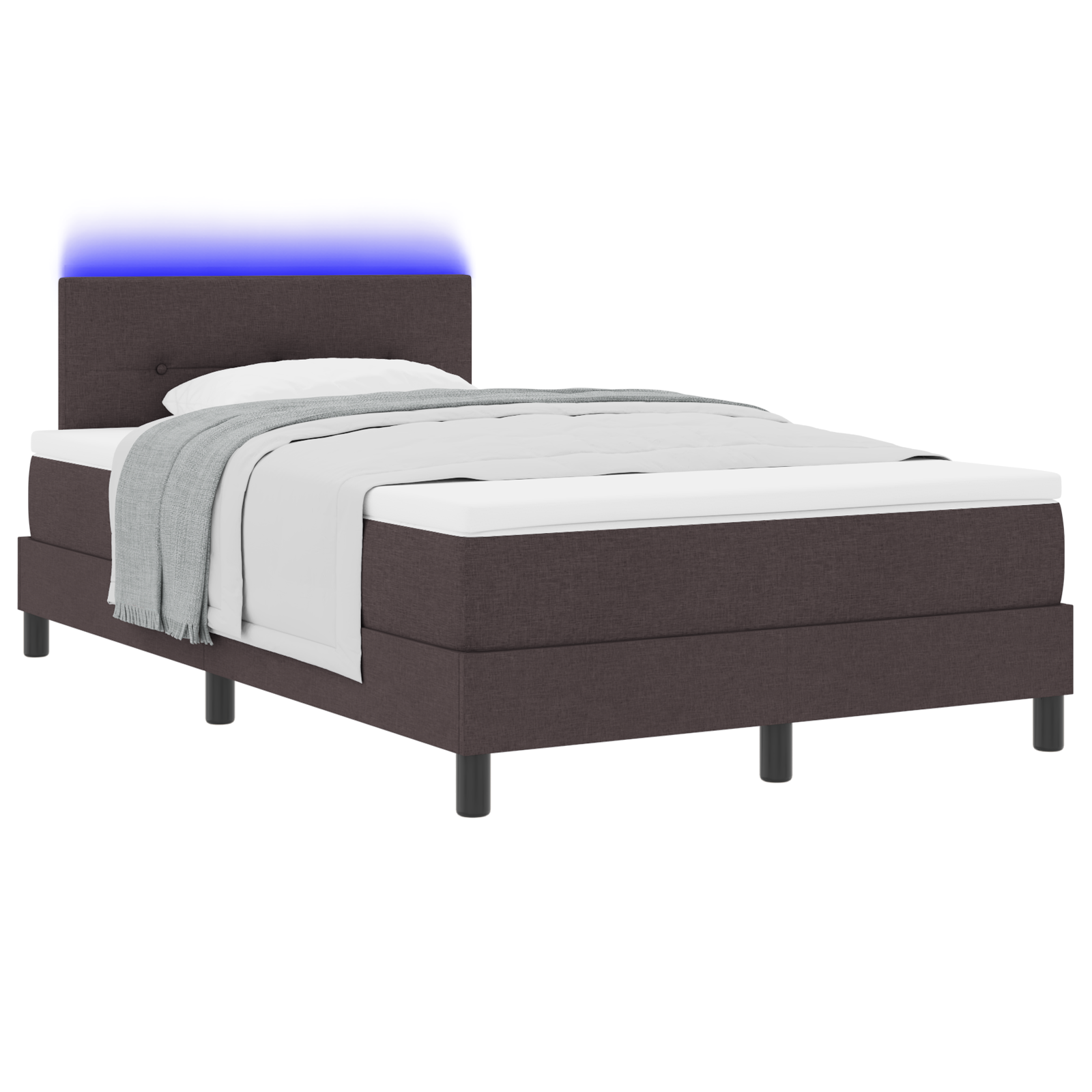 Boxspringbed met matras en LED stof donkerbruin 120x200 cm