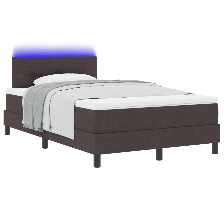 Boxspringbed met matras en LED stof donkerbruin 120x200 cm