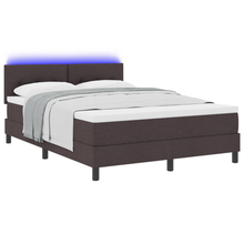 Boxspringbed met matras en LED stof donkerbruin 140x190 cm