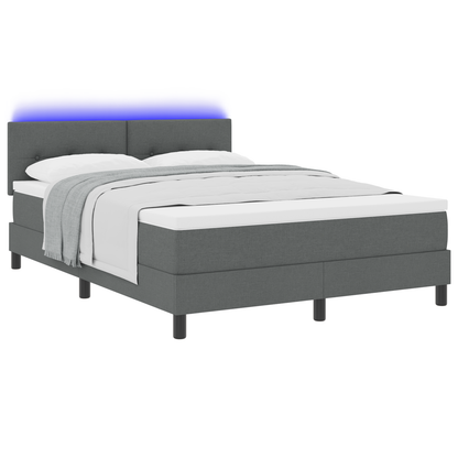 Boxspringbed met matras en LED stof donkergrijs 160x200 cm