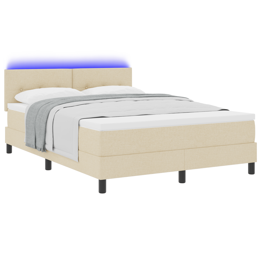 Boxspringbed met matras en LED stof crèmekleurig 160x200 cm