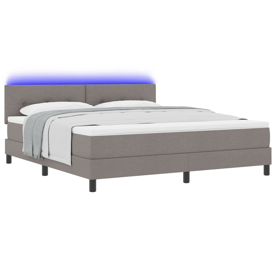 Boxspringbed met matras en LED stof taupe 180x200 cm