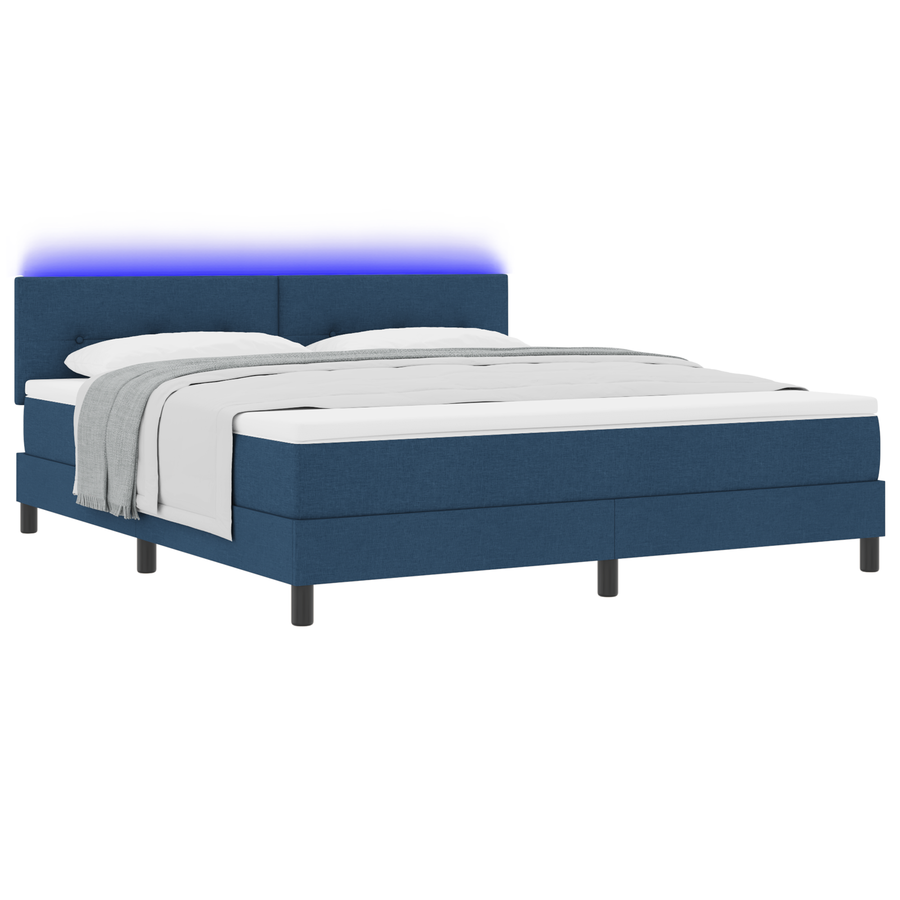 Boxspringbed met Matras & LED Blauw 180x200 cm Stof