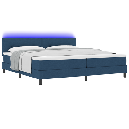 Boxspringbed met matras en LED stof blauw 200x200 cm