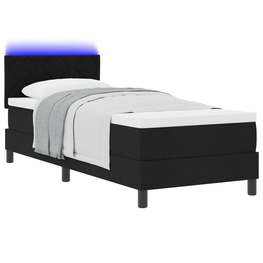 Boxspring Bed met Matras & LED Zwart 80x200 cm Stof