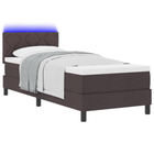Box spring bed with mattress with LED Dark brown 80 x 200 cm Fabric