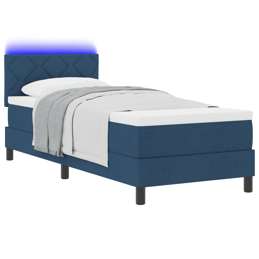 Boxspring Bed met Matras & LED Blauw 80x200 cm Stof