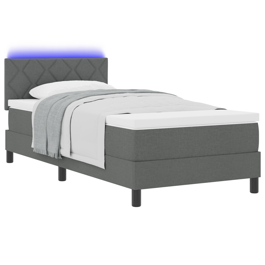 Boxspringbed met Matras & LED Donker Grijs 100x200 cm Stof