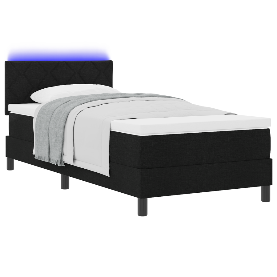 Boxspring Bed met Matras & LED Zwart 100x200 cm Stof
