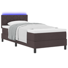 Box spring bed with mattress with LED Dark brown 100 x 200 cm Fabric