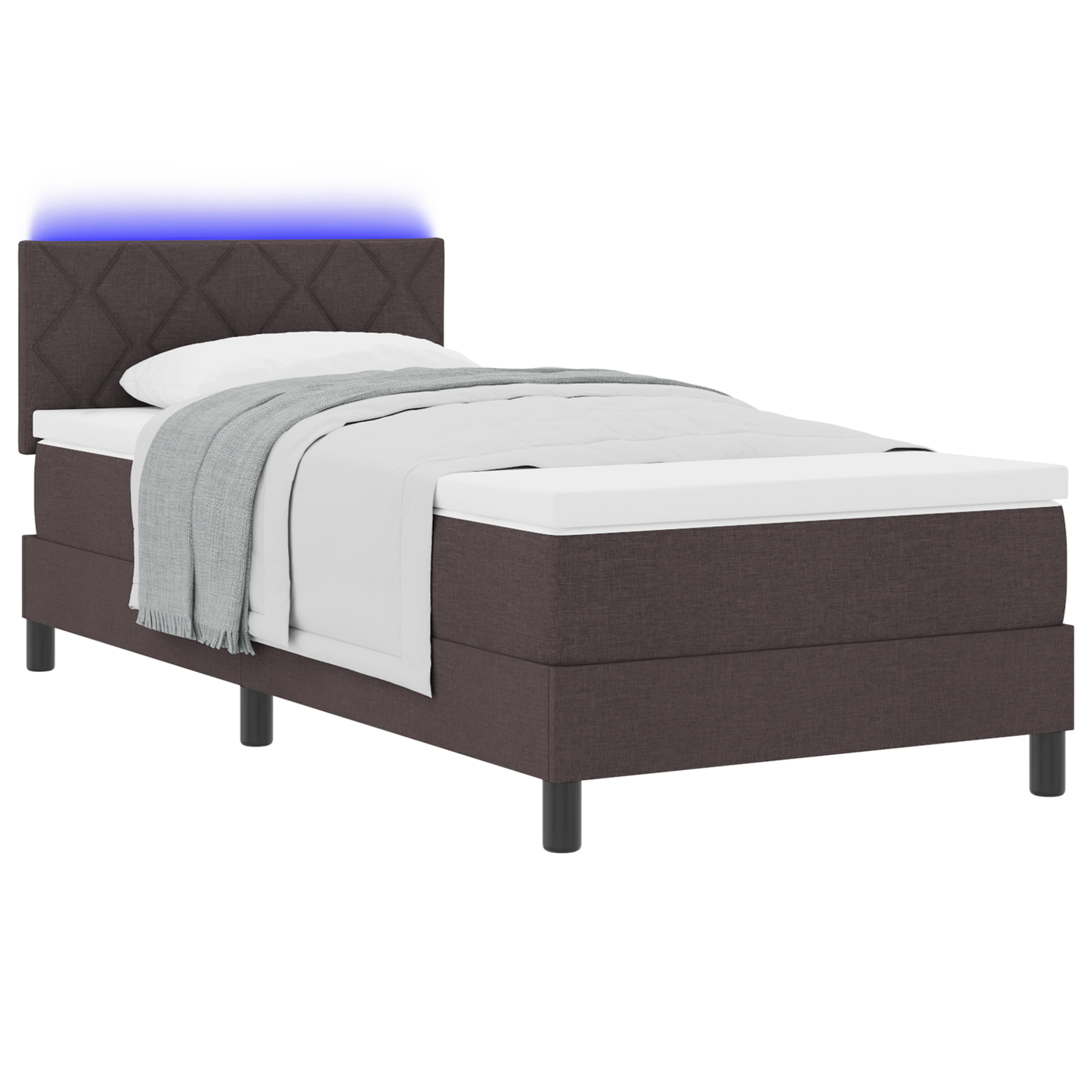 Boxspring Bed met Matras & LED Donkerbruin 100x200 cm Stof