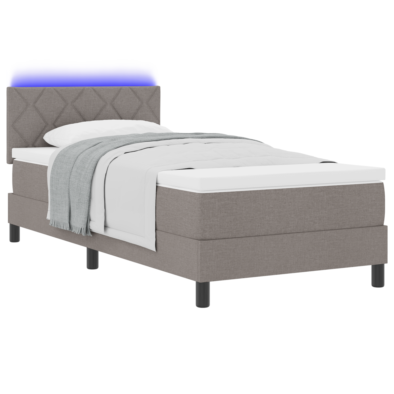 Boxspringbed met Matras & LED Taupe 100x200 cm Stof