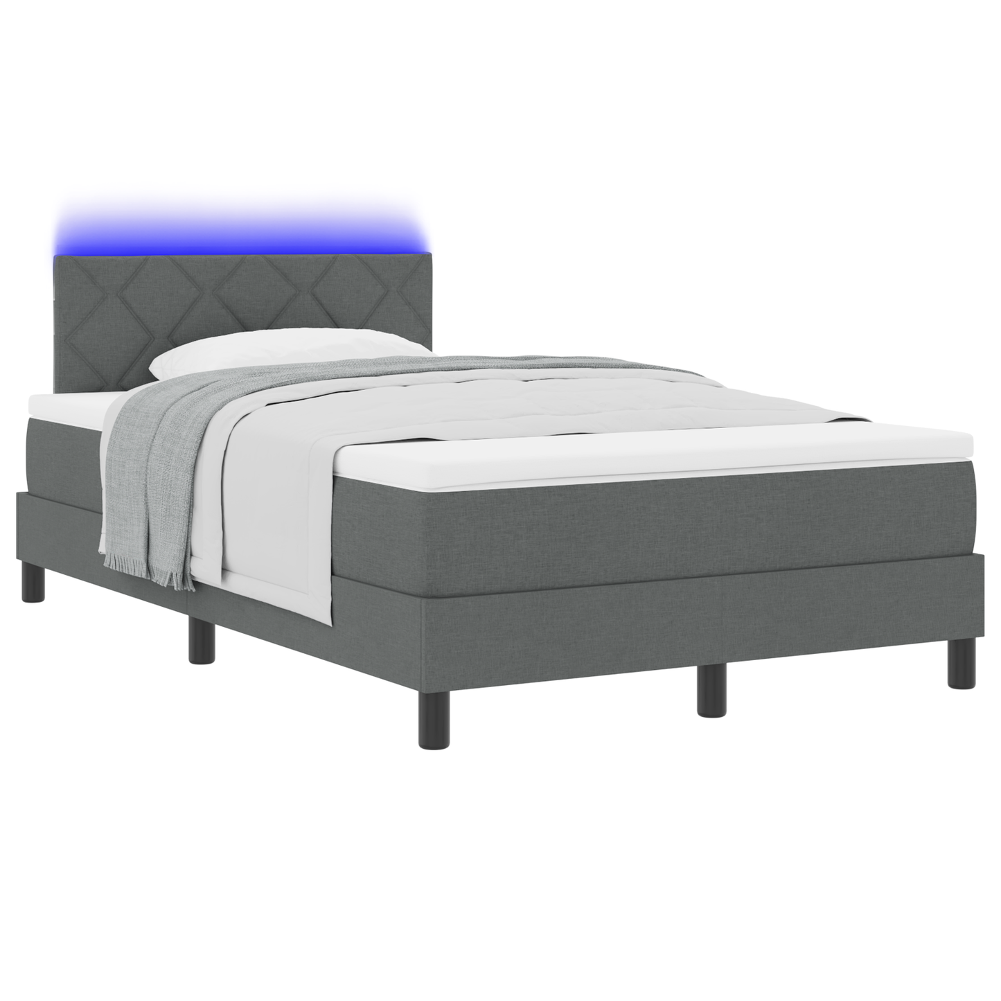 Boxspring Bed met Matras & LED Donker Grijs 120x190 cm Stof