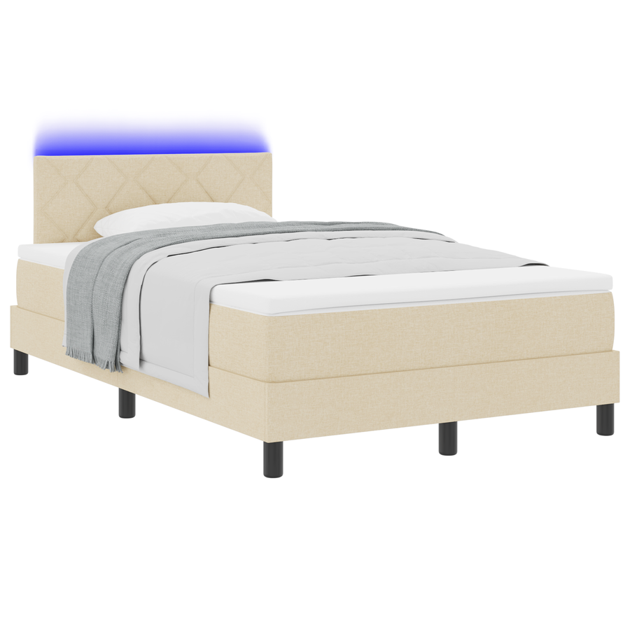 Boxspringbed met Matras & LED Crème 120x190 cm Stof